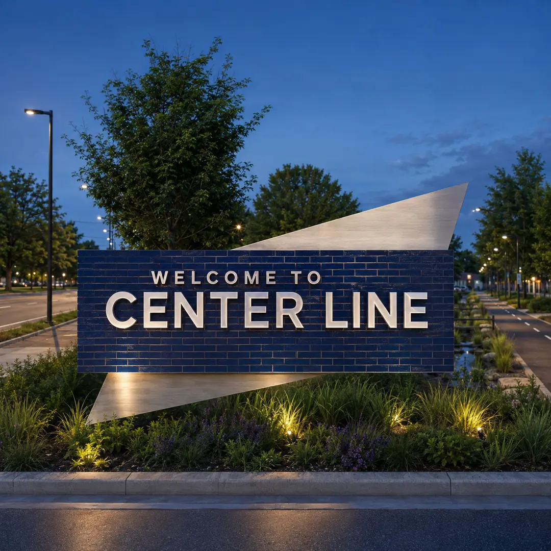 Welcome to Center Line, Michigan city sign