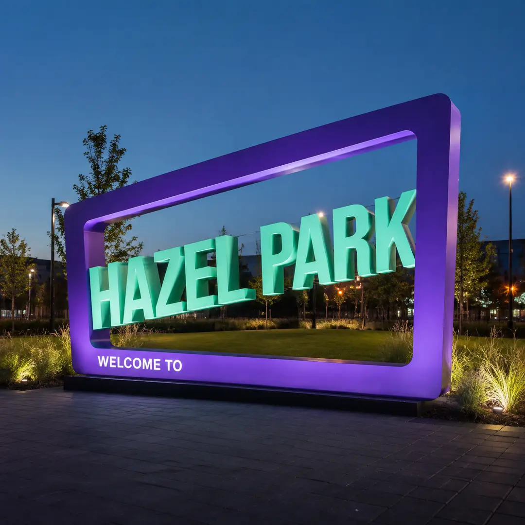 Welcome to Hazel Park, Michigan city sign