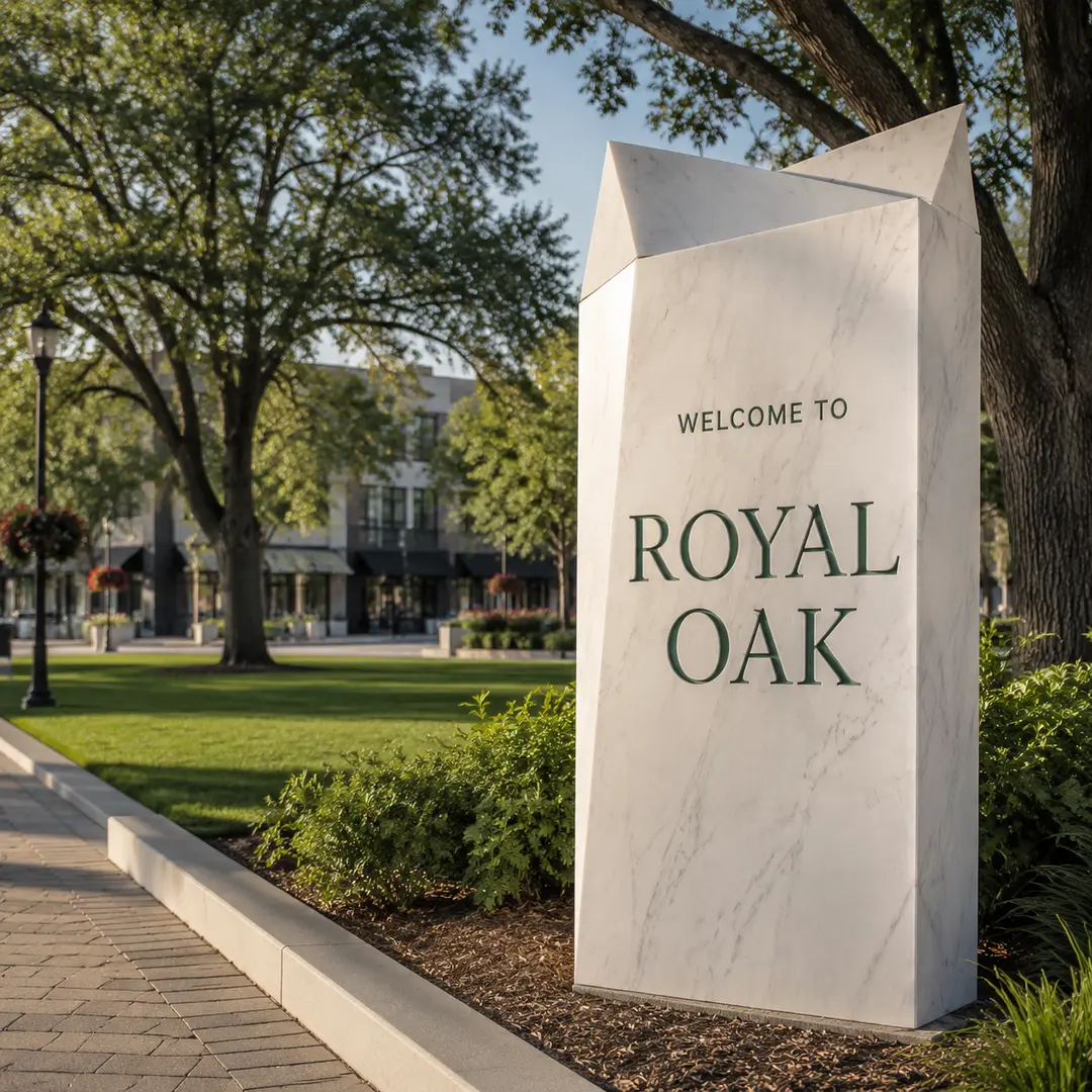 Welcome to Royal Oak, Michigan city sign