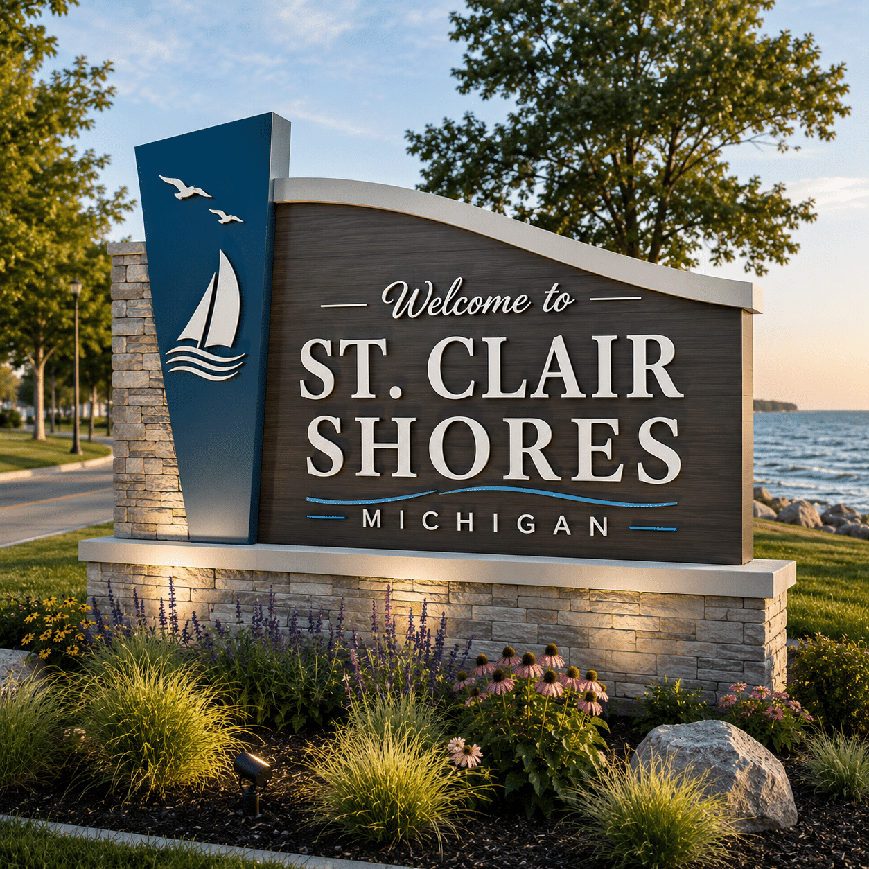 Welcome to St. Clair Shores, Michigan city sign