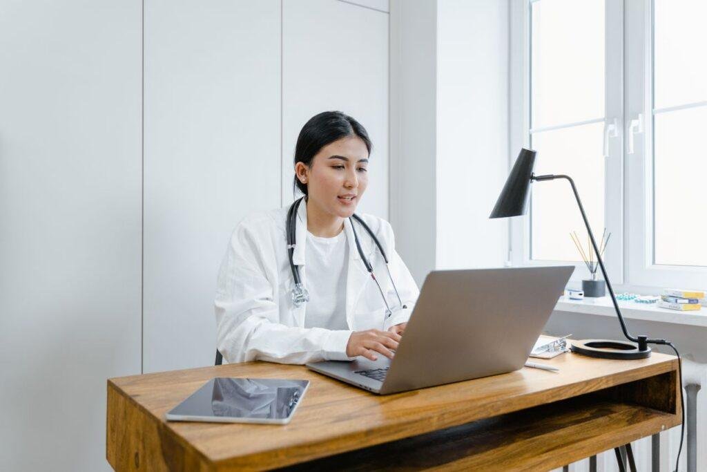 Sterling Medical Center provider leading a telemedicine appointment on a laptop